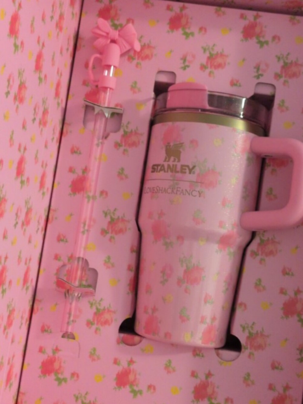 Stanley x LoveShackFancy Pink Floral Tumbler with Straw